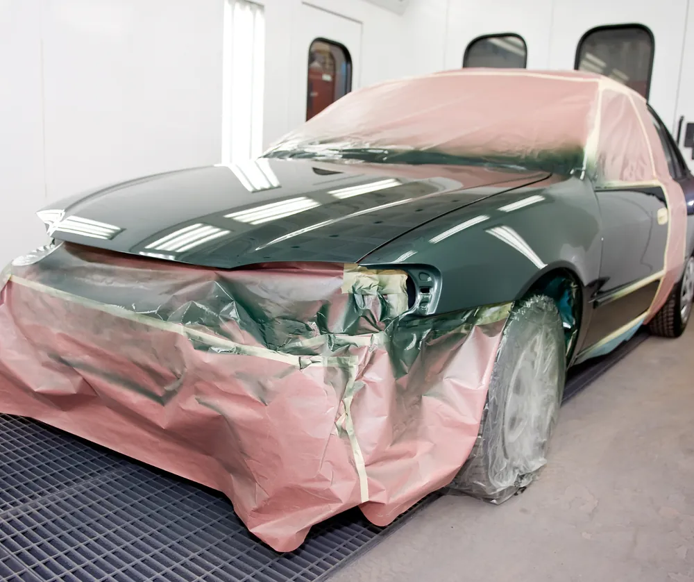 Vehicle prepped inside the paint booth